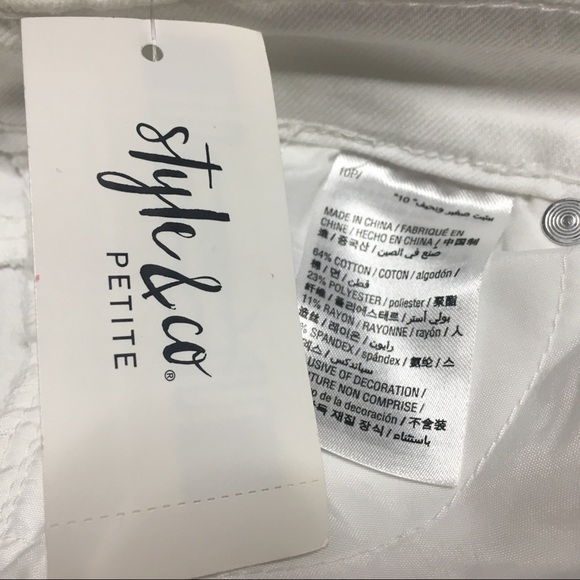 Style & Co Skinny Ankle Pant Crochet Detail Split Hem White Jeans 10P Petite 10 - Picture 5 of 16